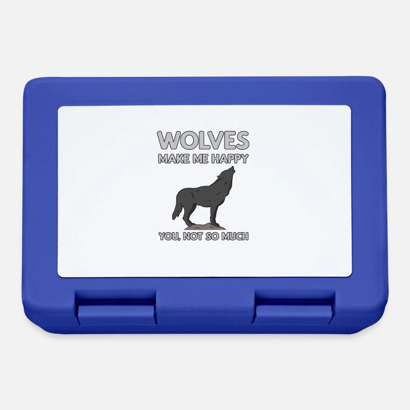 Wolves Make Me Happy Wolf - Lunchbox - royal blue