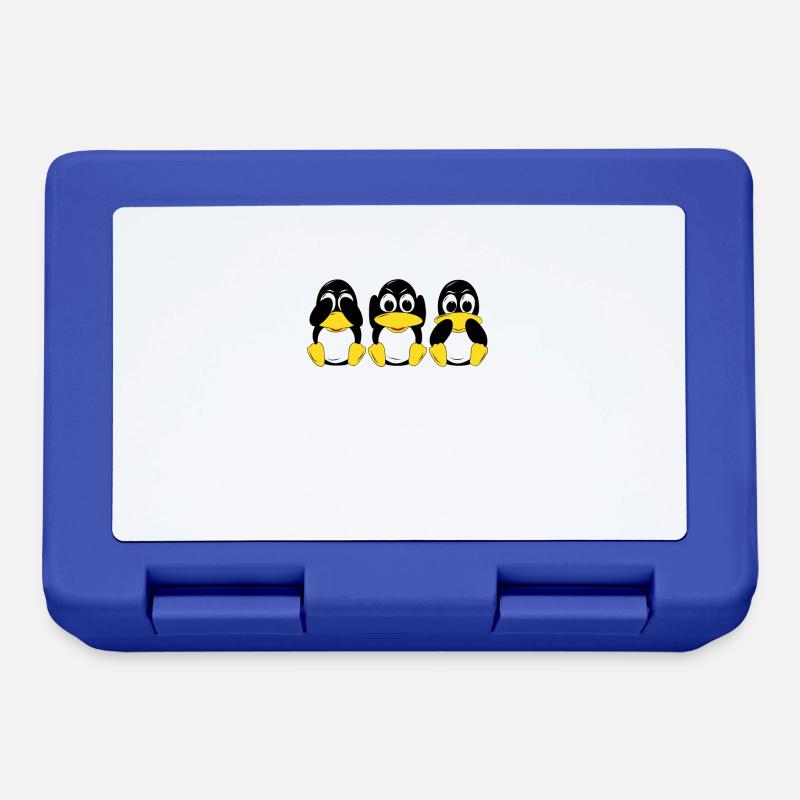 3 pingouins Linux entendent voir parler des informaticiens - Boîte à goûter - bleu royal