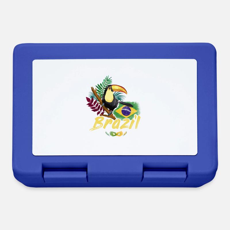 Toucan vintage du Brésil avec drapeau et masque de samba - Boîte à goûter - bleu royal