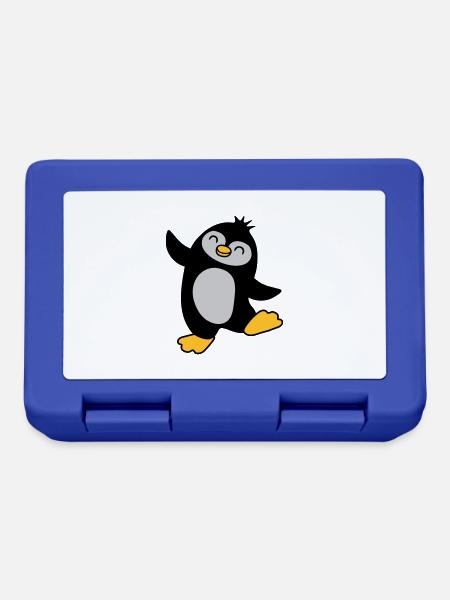 Glücklicher süßer Pinguin tanzt - Brotdose - Royalblau