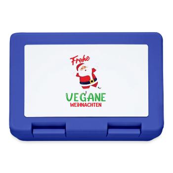 Frohe vegane Weihnachten - Brotdose - Royalblau - Vorne