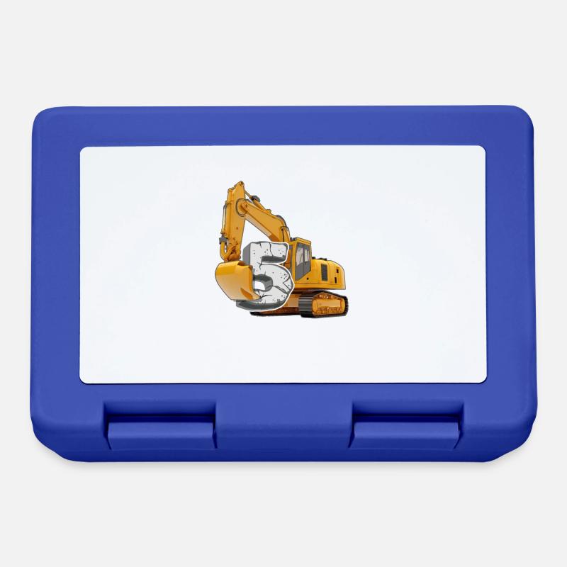 5. Geburtstag Baustelle Bagger Baustelle Geschenk - Brotdose - Royalblau
