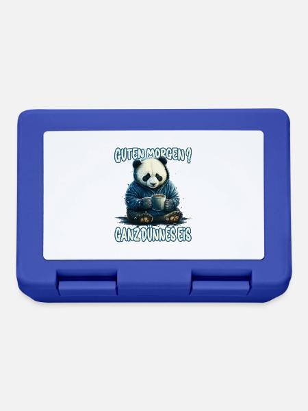 Ganz Dünnes Eis Morgenmuffel Panda Bär Kaffee - Brotdose - Royalblau
