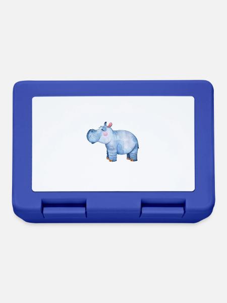 Geschenk zur Geburt der Tochter Süsses Hippo - Brotdose - Royalblau