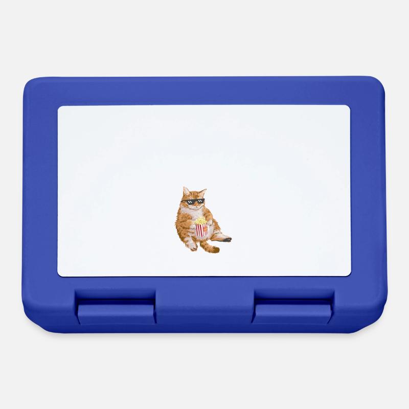 Fette Katze, die Popcorn isst - Brotdose - Royalblau