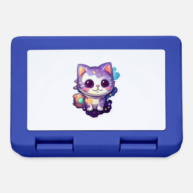 Mignon chat de dessin animé flottant dans l’espace - Boîte à goûter - bleu royal