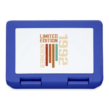 1992 November Birthday present. November 1992 - Lunchbox - royal blue - Front