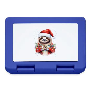 Sloth Christmas Art, Cute and Funny Sloth - Lunchbox - royal blue - Front