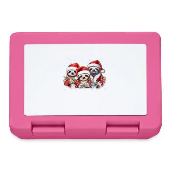 Sloth Family Christmas, Mom, Dad, Baby Sloth Chris - Lunchbox - pink - Front