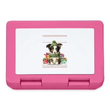 Border Collie Hund Feliz Navidog - Feliz Navidad Ch - Brotdose - Pink - Vorne