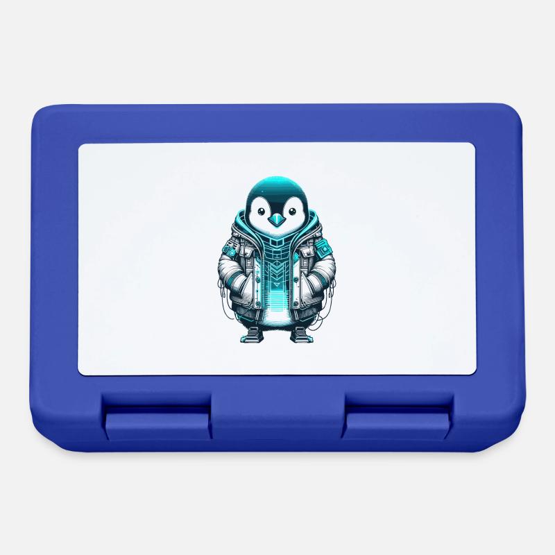 Cool Synthwave Cyberpunk penguin Lover Gift - Lunchbox - royal blue