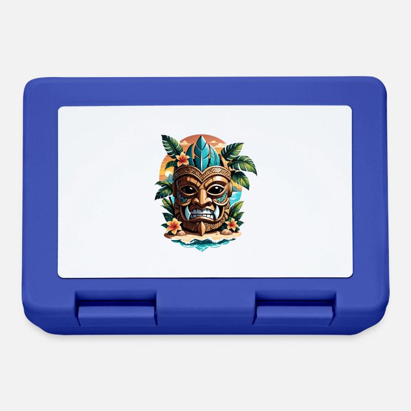 tiki beach - statue polynèsie - Boîte à goûter - bleu royal
