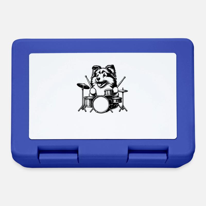 Cool Sheltie Drummer Puppy Design - Boîte à goûter - bleu royal