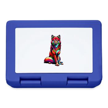 Bunte Pop Art Roter Wolf Liebhaber Wölfe - Brotdose - Royalblau - Vorne