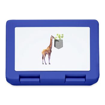 Giraffe Reaching For Branch With Leaves In Pocket - Lunchbox - royal blue - Front