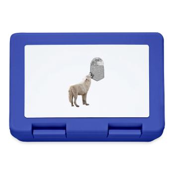 Loup hurlant à la lune dans votre fausse poche drôle - Boîte à goûter - bleu royal - Devant