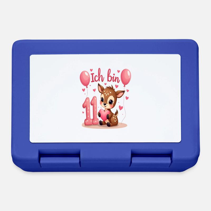 Süßes Reh Ich bin 11 Kinder 11. Geburtstag Mädchen - Brotdose - Royalblau