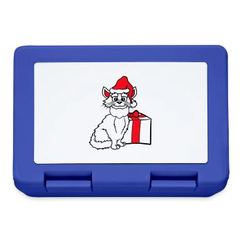 Cadeau de Noël d’hiver pour chat du Père Noël - Boîte à goûter - bleu royal - Devant