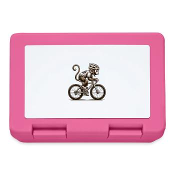 Cute Cyclist Monkey - Lunchbox - pink - Front