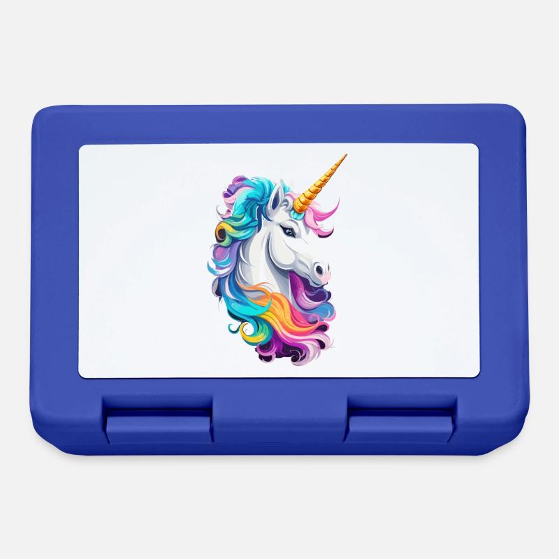 buntes Einhorn - Brotdose - Royalblau