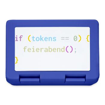 if (tokens == 0) feierabend(); – KI Feierabend - Brotdose - Royalblau - Vorne