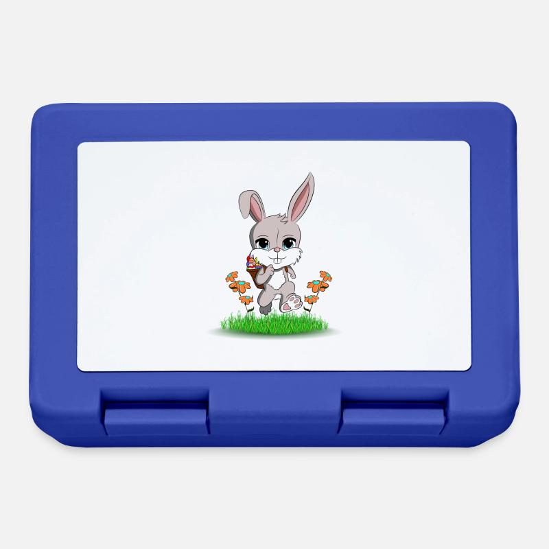 Lapin de Pâques avec des oeufs de Pâques dans le panier - Boîte à goûter - bleu royal