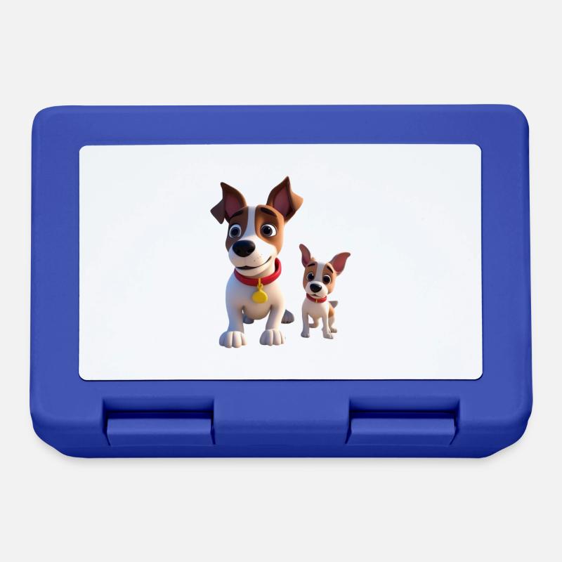 Papa et bébé chien - Boîte à goûter - bleu royal