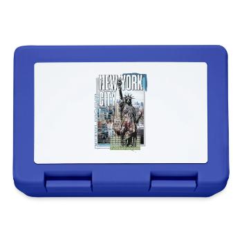 New York City USA America City Skyline Collage - Lunchbox - royal blue - Front