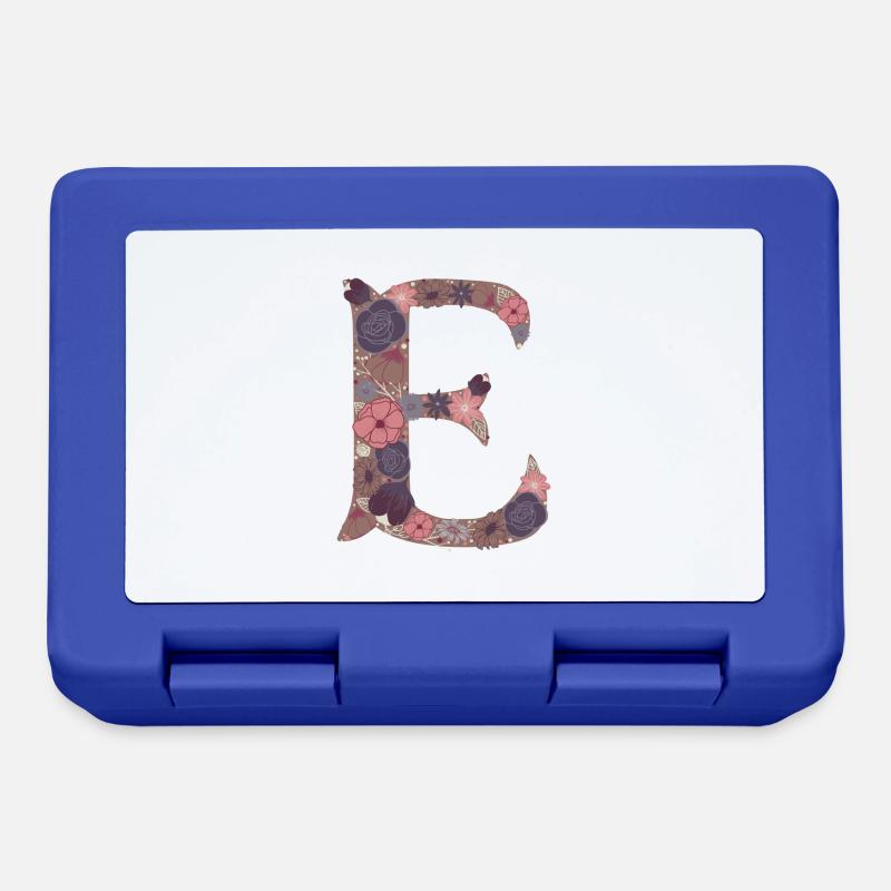 Flower Letter E - Lunchbox - royal blue