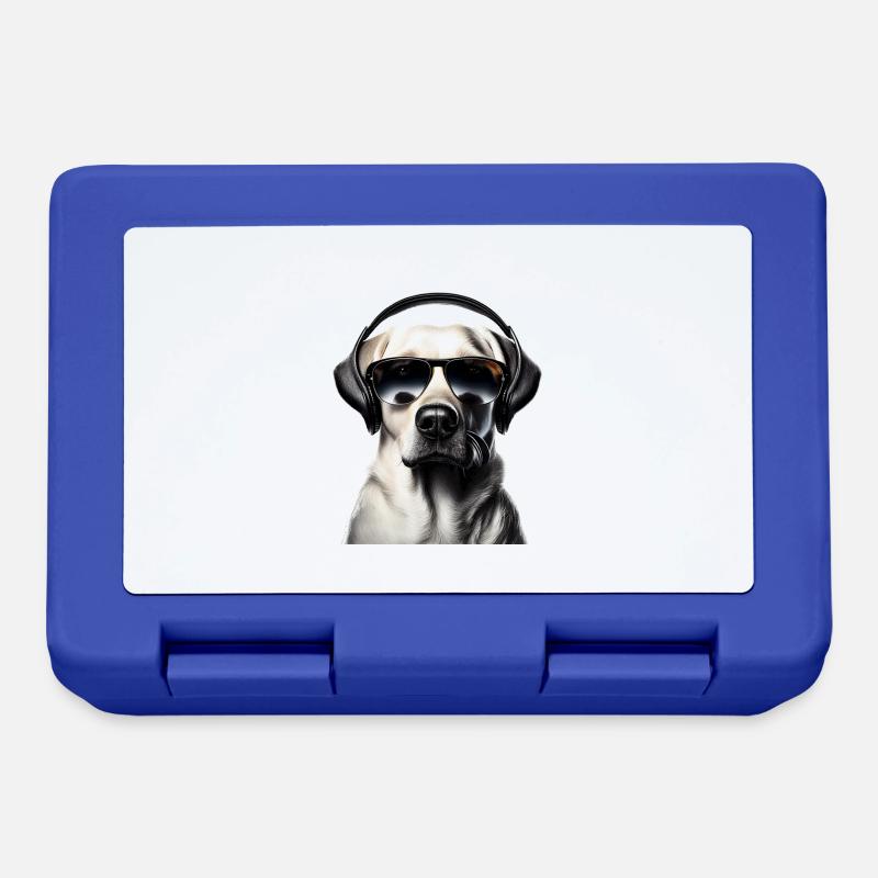 Labrador avec écouteurs et lunettes de soleil - Boîte à goûter - bleu royal