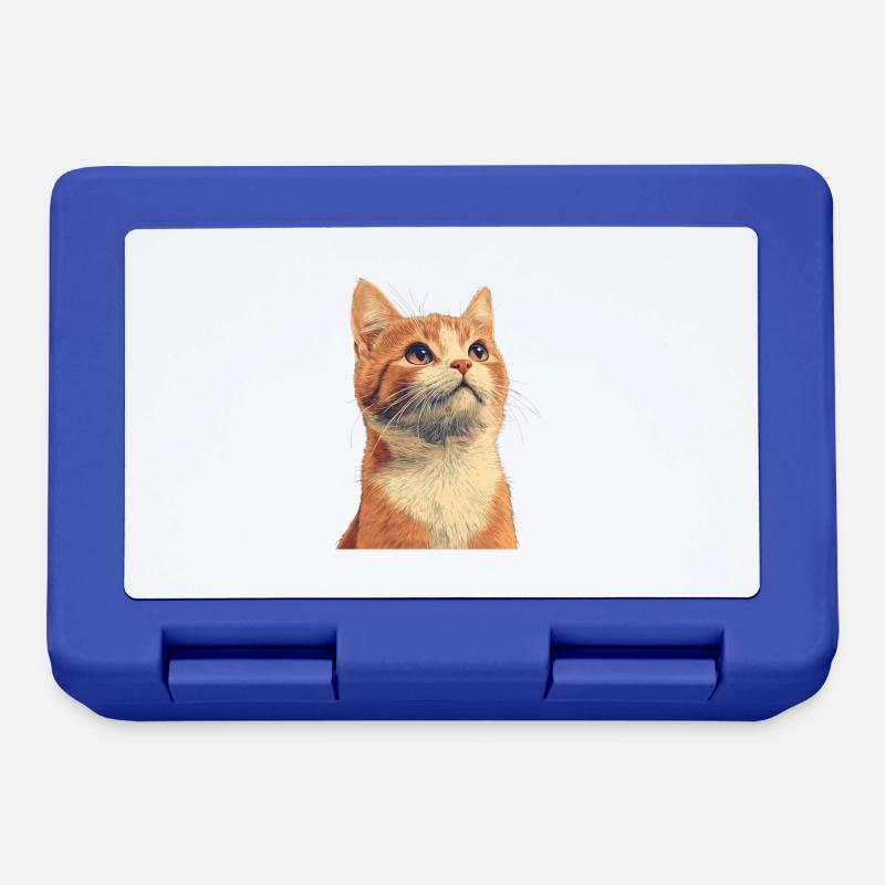 Chat roux mignon - Boîte à goûter - bleu royal