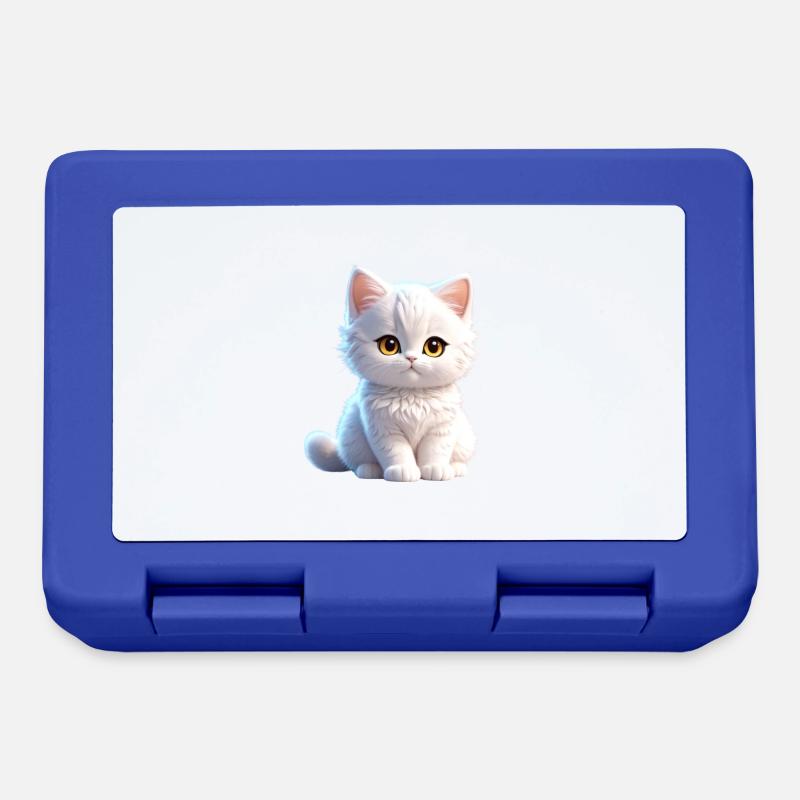 Cute white kitty - Lunchbox - royal blue