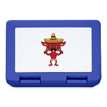 mustache schnurrbart mexikaner hut sombrero südame - Brotdose - Royalblau - Vorne