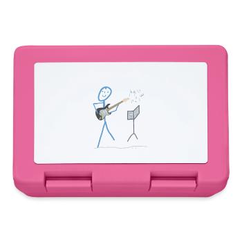 E Guitar Stick Figure Bass Music Rock - Boîte à goûter - rose - Devant