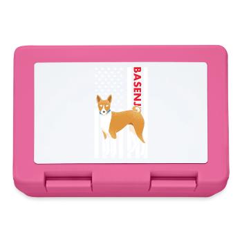 Chien Basenji Us drapeau - Boîte à goûter - rose - Devant