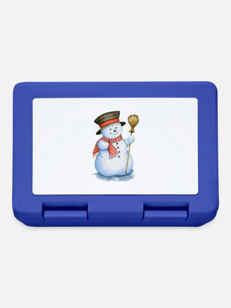 Schneemann - Brotdose - Royalblau