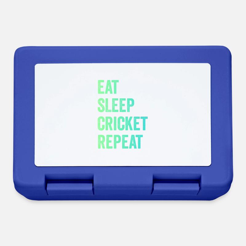 Eat Sleep Cricket repeat - Lunchbox - royal blue