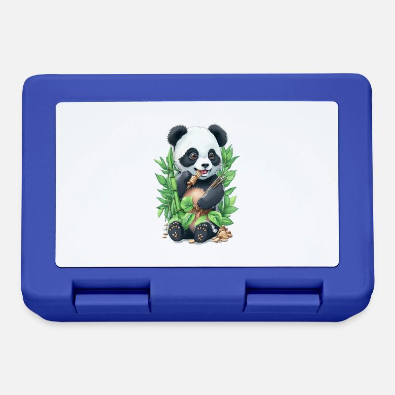 Panda Bär ißt Bambus - Brotdose - Royalblau