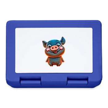 cute cartoon PIG BLACK - Lunchbox - royal blue - Front