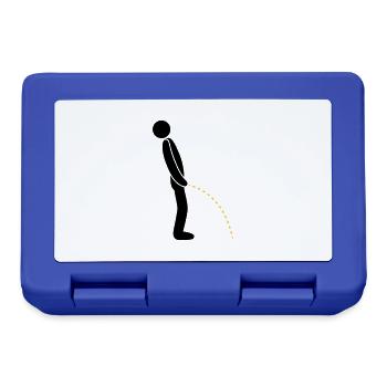 logo im stehen pinkeln pissen klo toilette erleich - Brotdose - Royalblau - Vorne