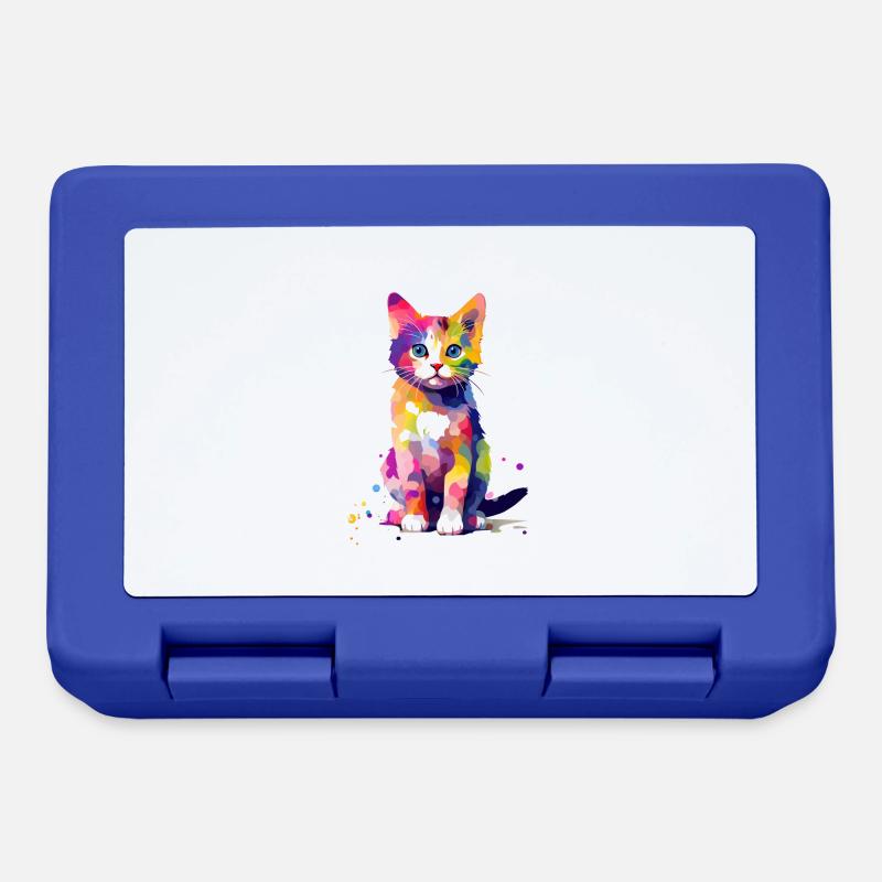 Farbklecks Katze - Brotdose - Royalblau