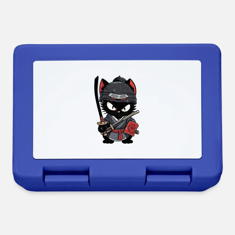Ninja Cat - Samurai Kitten - Lunchbox - royal blue
