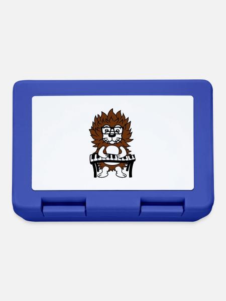 Süß Nerd Igel spielt Keyboard Klavier Brille Tier - Brotdose - Royalblau