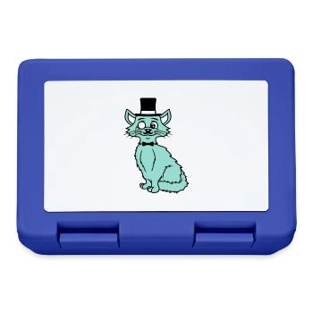 Sir Cat Gentleman Chapeau haut de forme Monocle Rich Gentleman - Boîte à goûter - bleu royal - Devant
