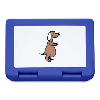 Hund Dicker Bauch Übergewicht Lustig Cartoon Comic - Brotdose - Royalblau - Vorne