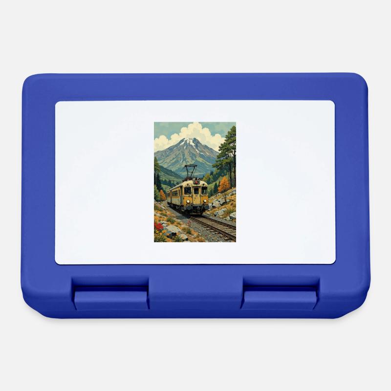 Retro Train Image - Lunchbox - royal blue
