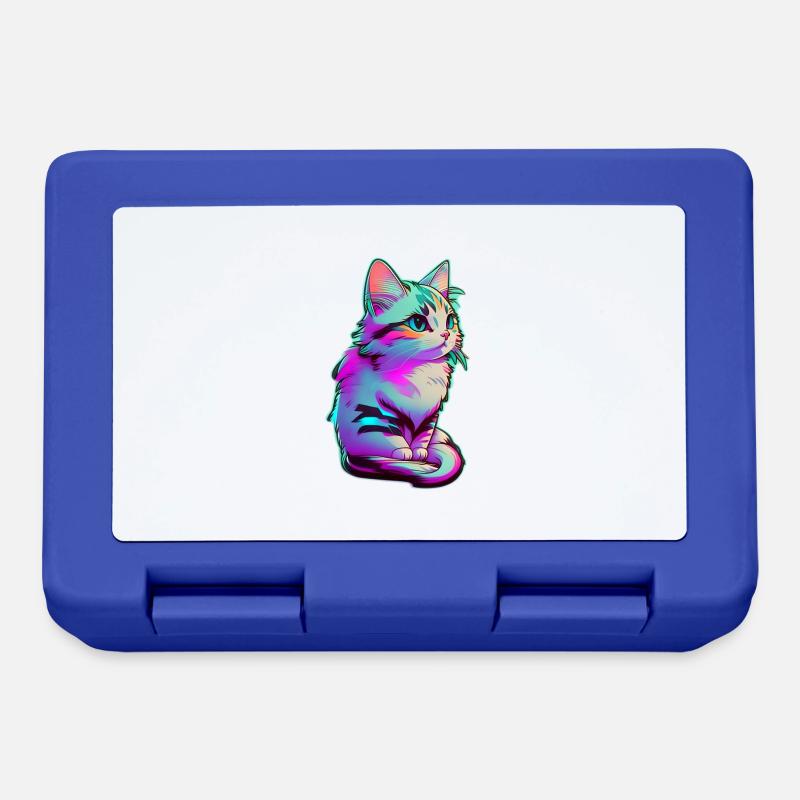 petit chaton eclairage néon - chat mignon - Boîte à goûter - bleu royal