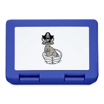 Pirate Cat Buccaneer Eye Patch Hat Rowing Boat - Lunchbox - royal blue - Front