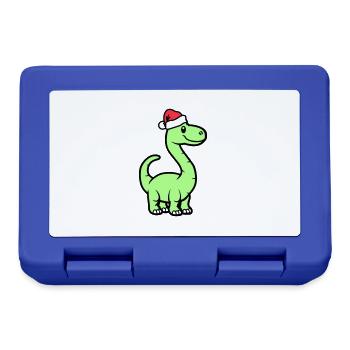 Dinosaurier Brontosaurus Weihnachtsmann - Brotdose - Royalblau - Vorne