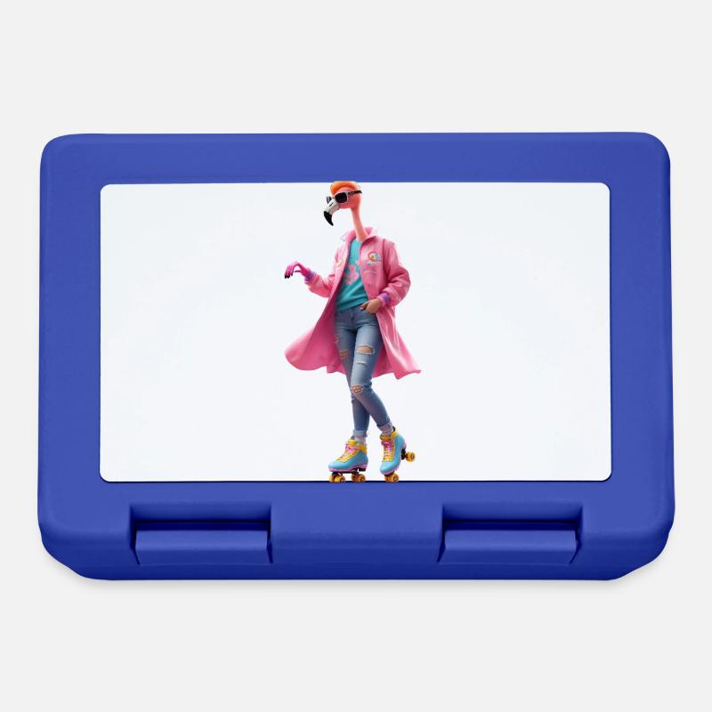 Rollerskating Flamingo - Brotdose - Royalblau